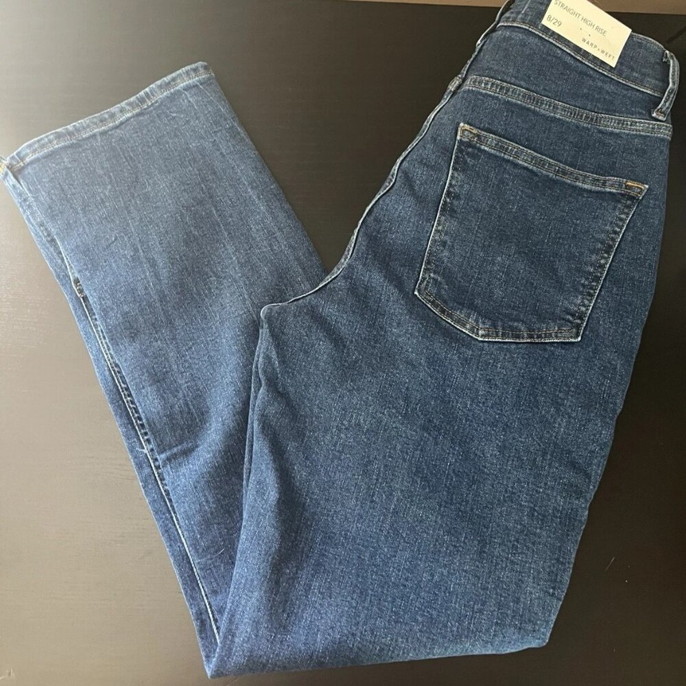 Warp+Weft Straight High Rise Split Hem Jeans Sz 8/29